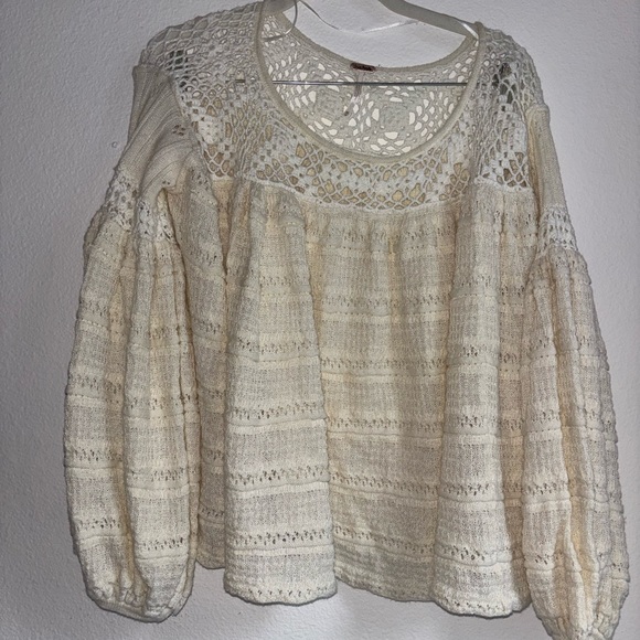 Free People Off-the-Shoulder Cream Sweater - Picture 3 of 6